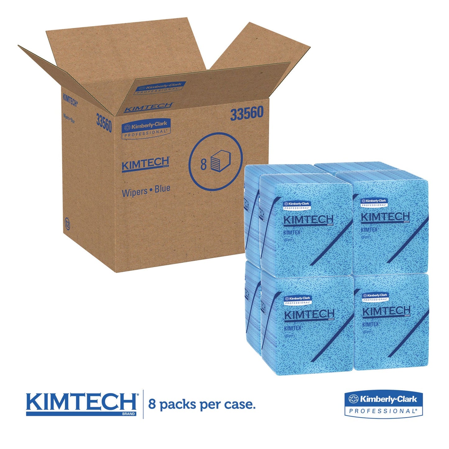 WypAll Power Clean Oil, Grease and Ink Cloths, 1/4 Fold, 12.5 x 12, Blue, 66/Box, 8 Boxes/Carton