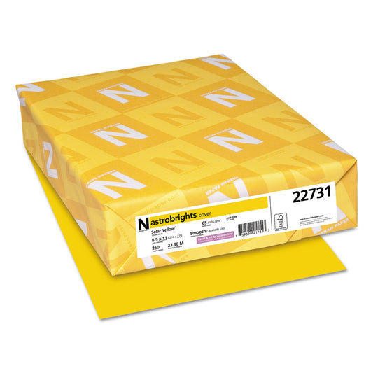 Astrobrights Color Cardstock, 65 lb Cover Weight, 8.5 x 11, Solar Yellow, 250/Pack
