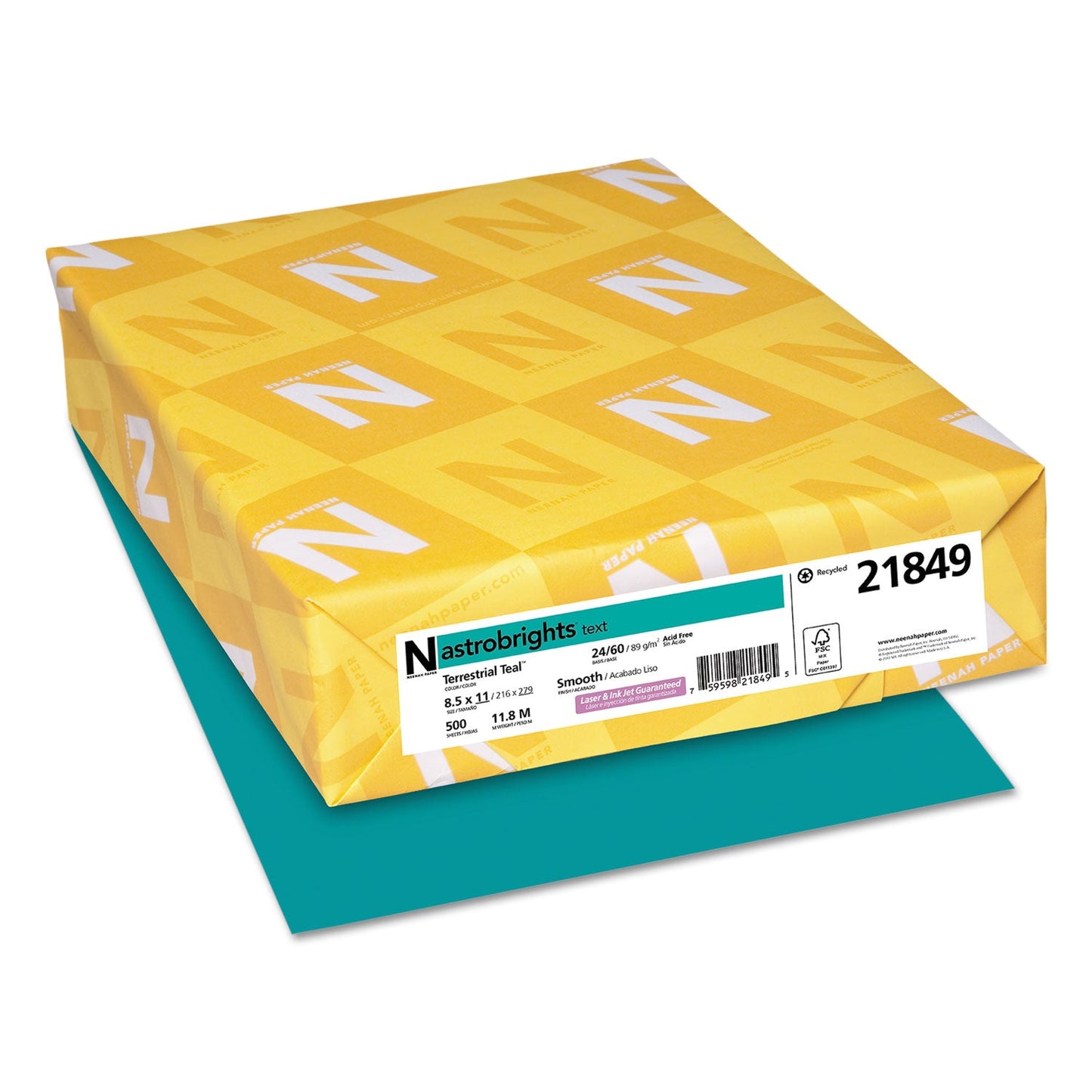 Astrobrights Color Paper, 24 lb Bond Weight, 8.5 x 11, Terrestrial Teal, 500 Sheets/Ream