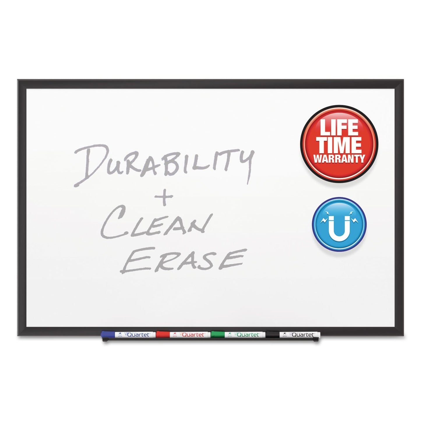 Quartet Classic Porcelain Magnetic Whiteboard, 48 x 36, Black Aluminum Frame