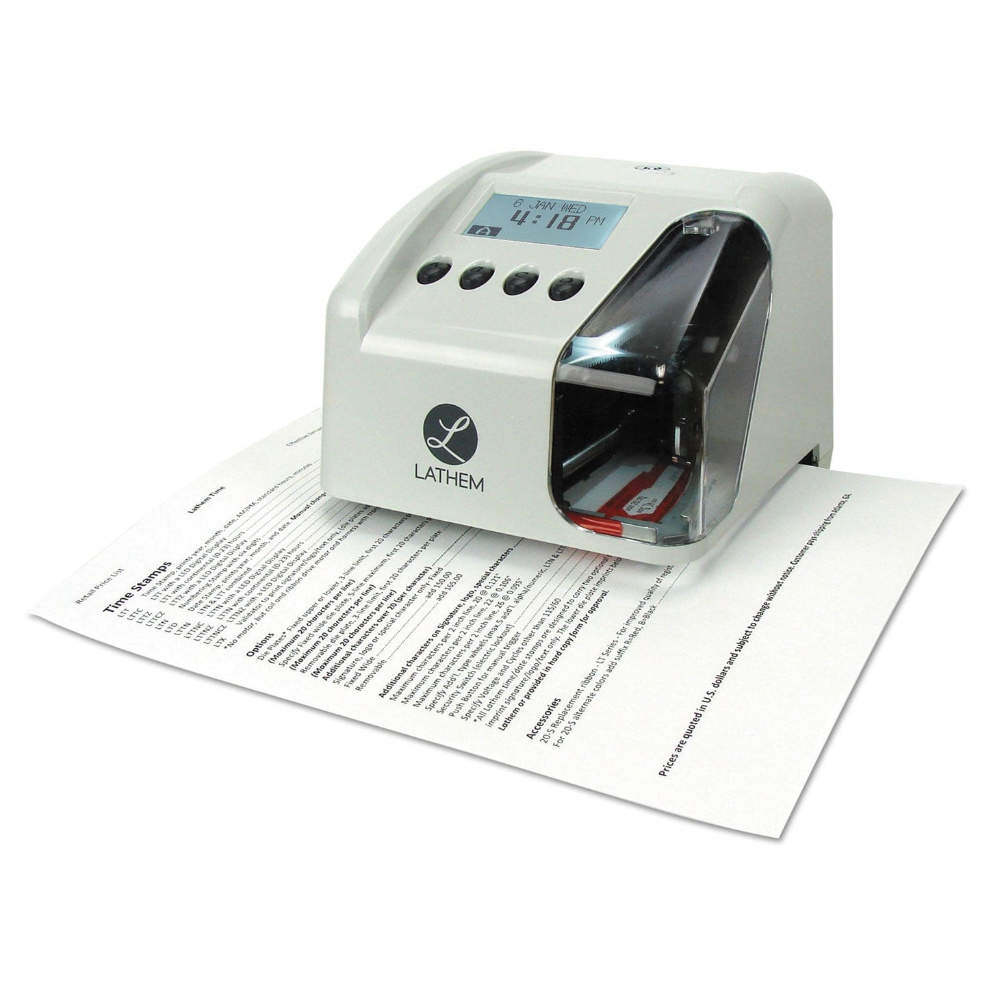 Lathem LT5000 Electronic Time and Date Stamp, Digital Display, Cool Gray