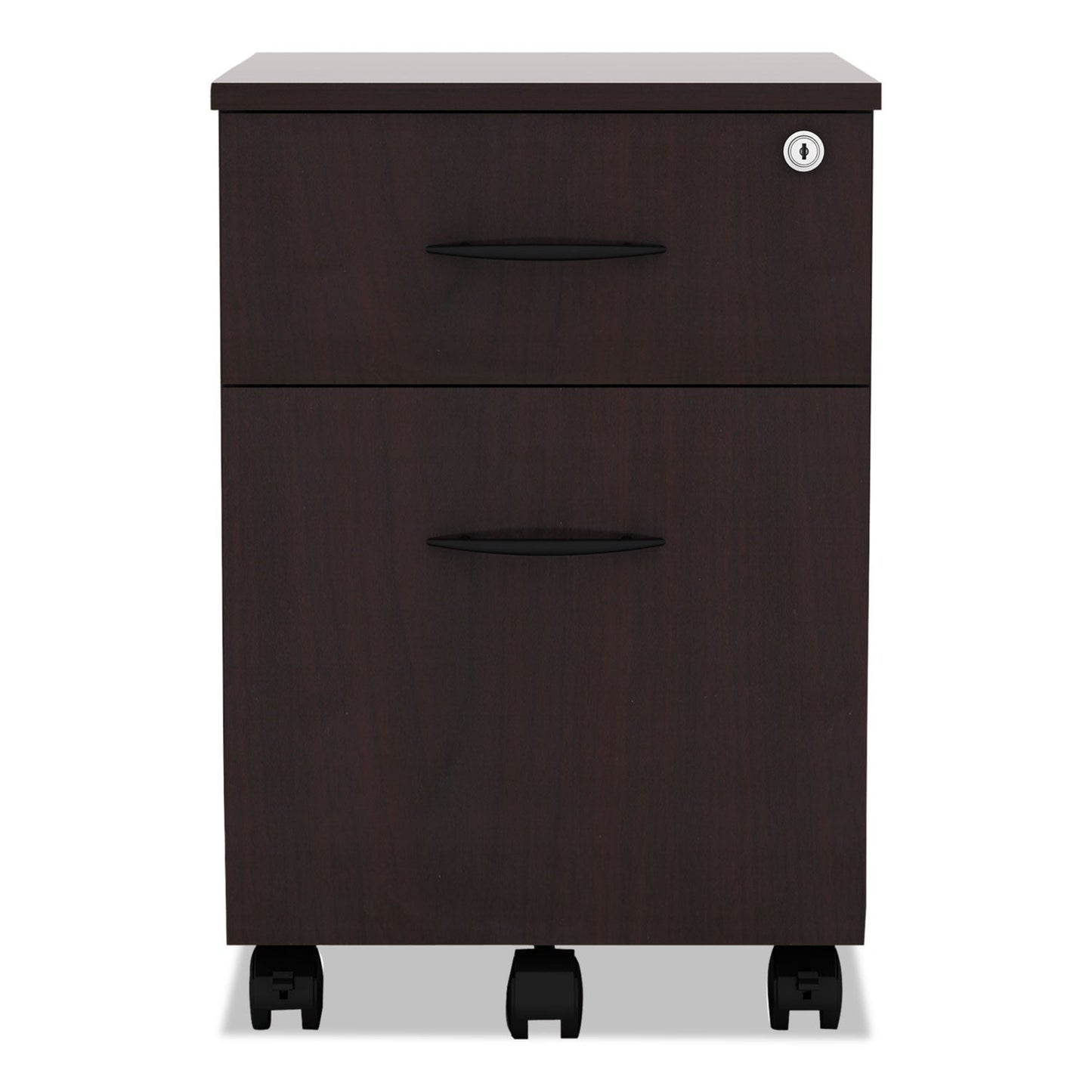 Alera Valencia Series Mobile Pedestal, Left or Right, 2-Drawers: Box/File, Legal/Letter, Mahogany, 15.88" x 19.13" x 22.88"