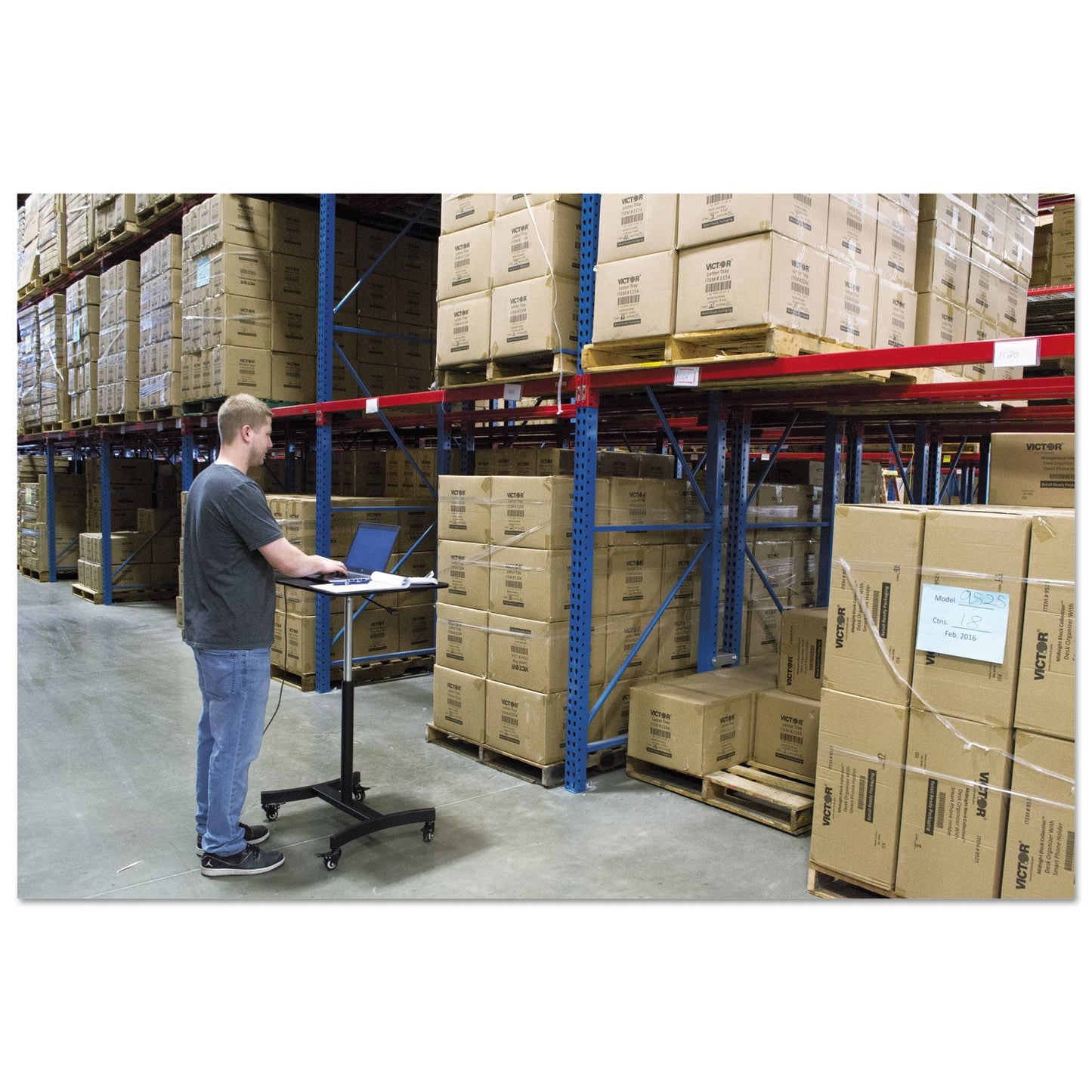 Victor DC500 High Rise Collection Mobile Adjustable Standing Desk, 30.75" x 22" x 29" to 44", Black