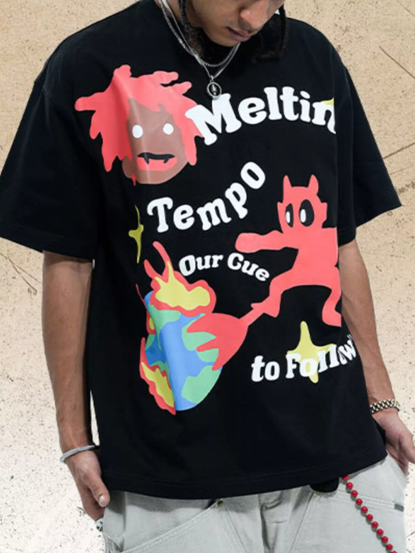 Men's Graphic Round Neck Oversized T-Shirt
