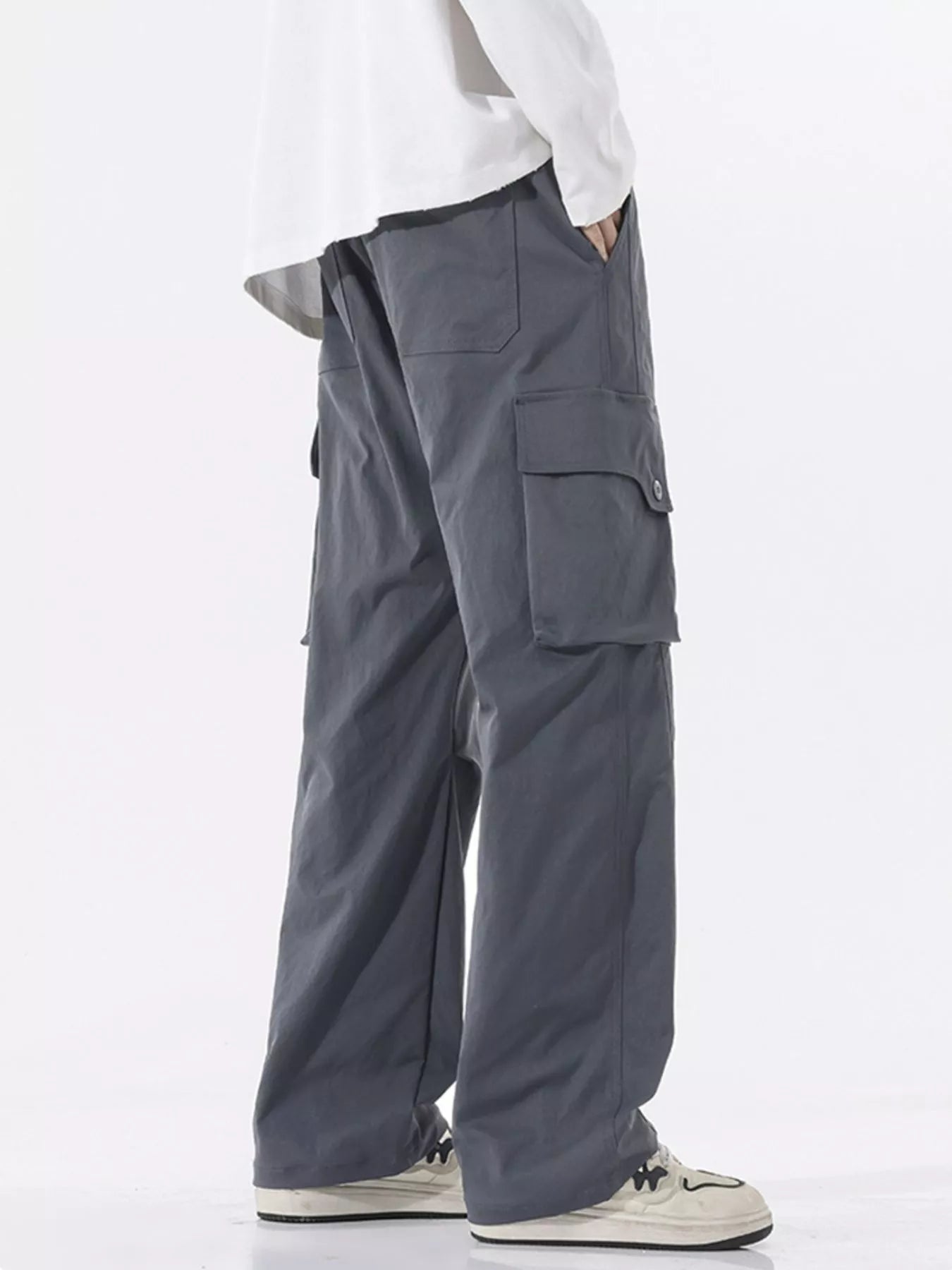 Men's Full Size Loose Fit Multi-Pocket Cargo Pants Plus Size