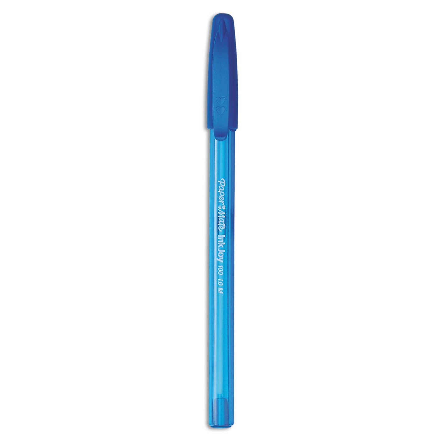 Paper Mate InkJoy 100 Ballpoint Pen, Stick, Medium 1 mm, Blue Ink, Blue Barrel, Dozen