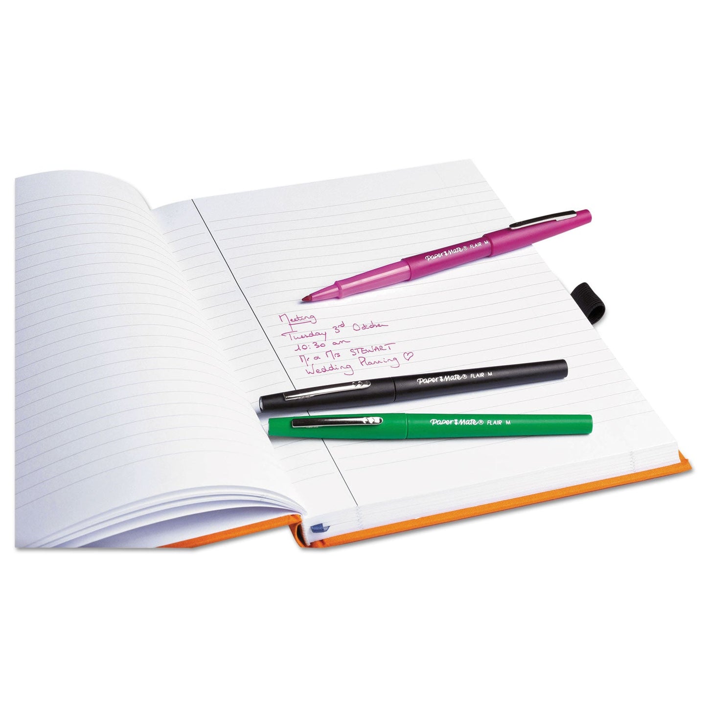 Paper Mate Point Guard Flair Felt Tip Porous Point Pen, Stick, Medium 0.7 mm, Blue Ink, Blue Barrel, Dozen