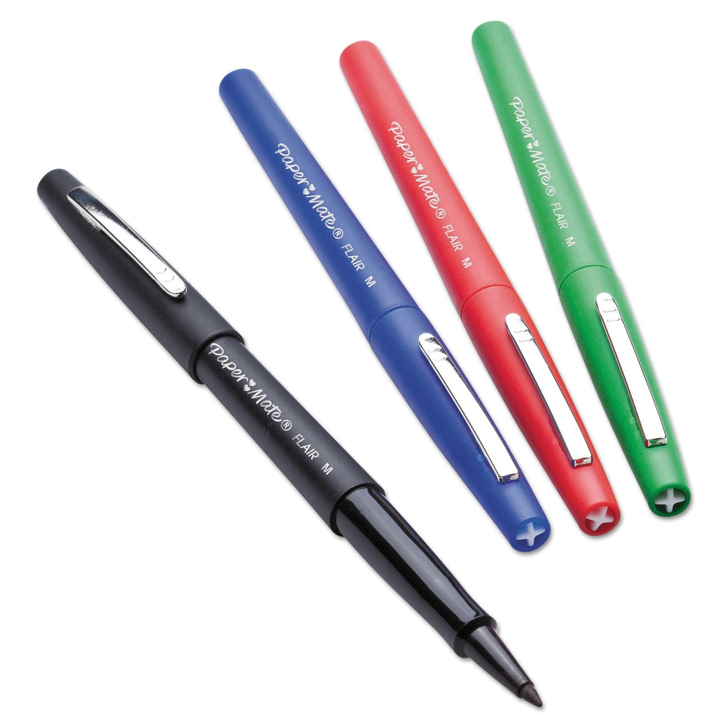 Paper Mate Point Guard Flair Felt Tip Porous Point Pen, Stick, Medium 0.7 mm, Green Ink, Green Barrel, Dozen