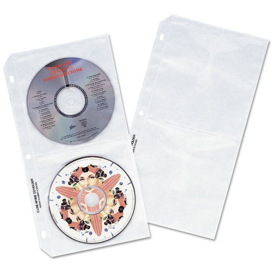 C-Line Deluxe CD Ring Binder Storage Pages, Standard, 4 Disc Capacity, Clear/White, 10/Pack