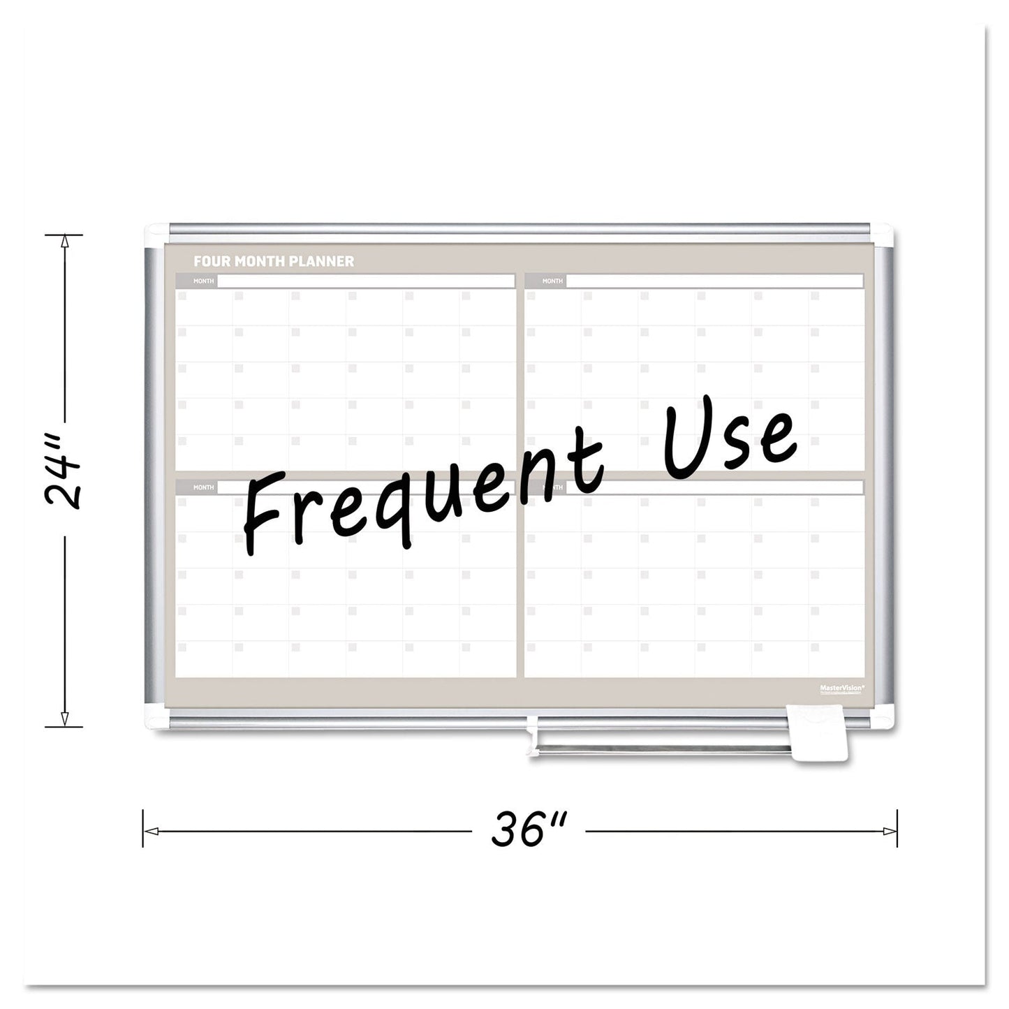 MasterVision 4 Month Planner, 36x24, Aluminum Frame