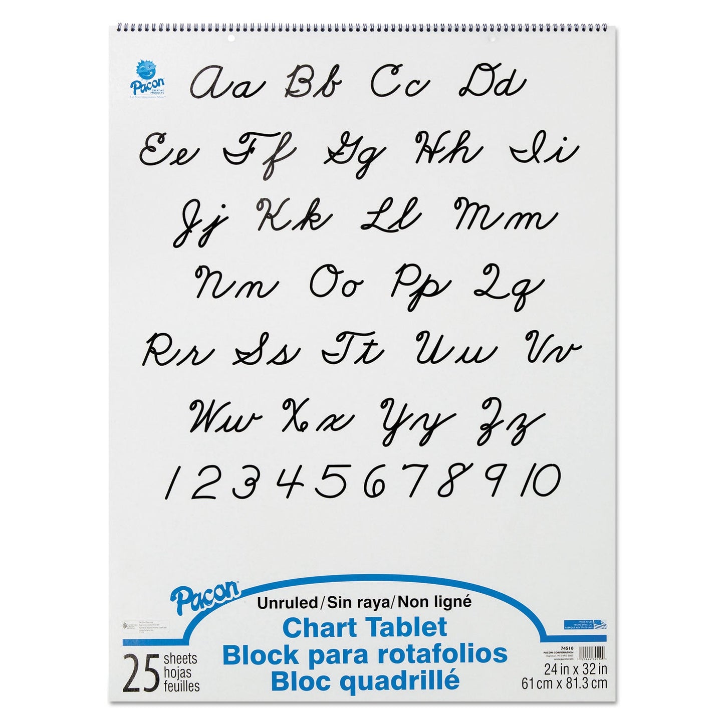 Pacon Chart Tablets, Unruled, 24 x 32, White, 25 Sheets