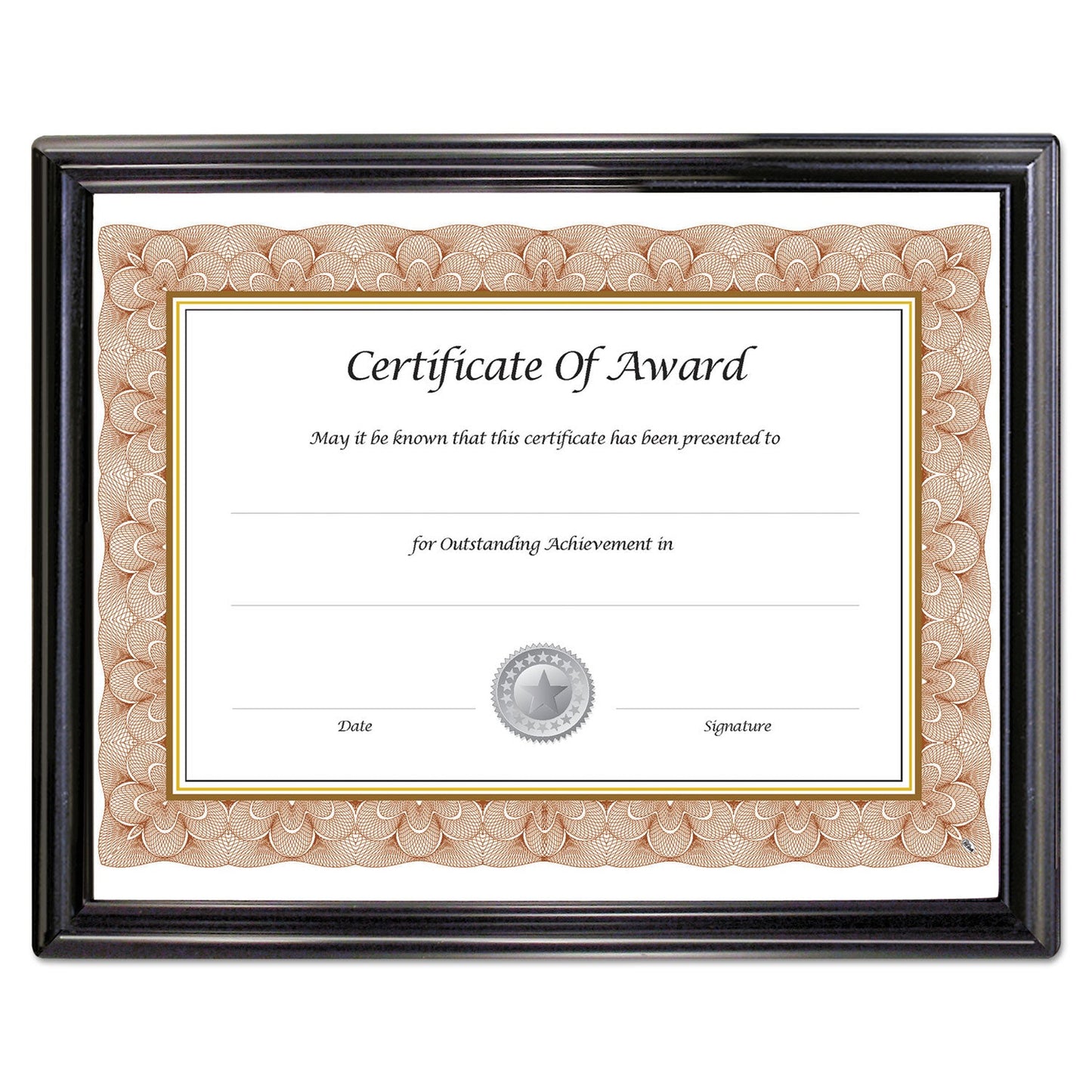 NuDell EZ Mount Document Frame with Trim Accent and Plastic Face, Plastic, 8.5 x 11 Insert, Black