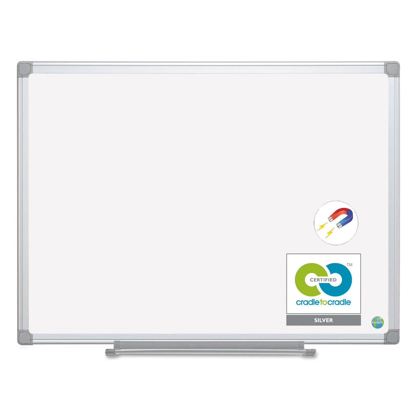 MasterVision Earth Ceramic Dry Erase Board, 36x48, Aluminum Frame