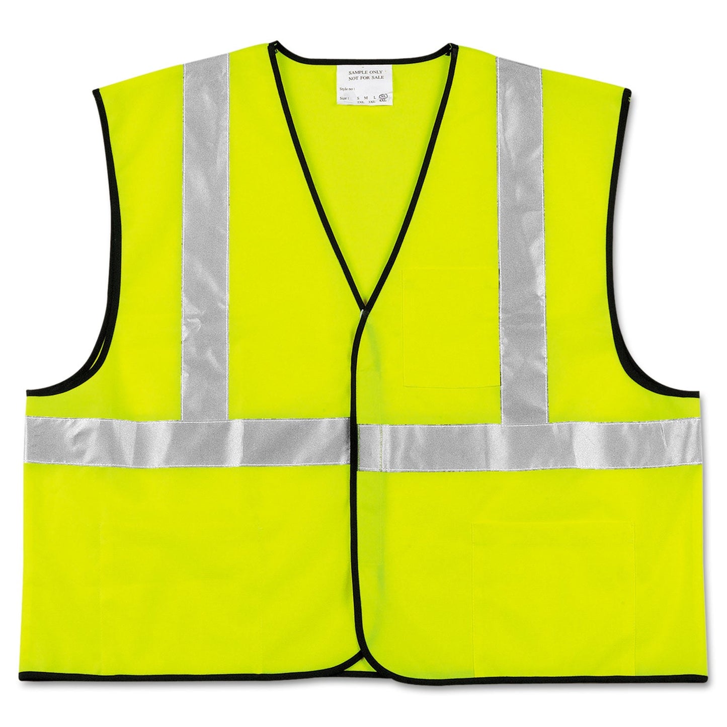 MCR Class 2 Safety Vest, Polyester, Large Fluorescent Lime with Silver Stripe