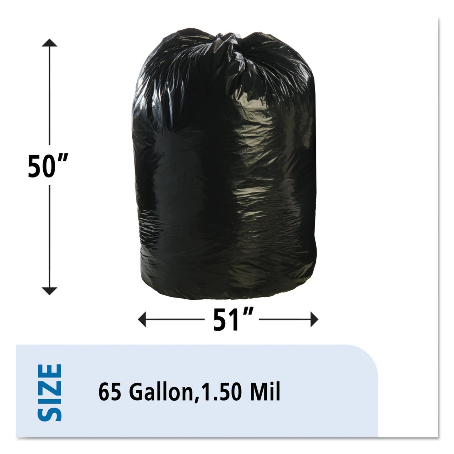 Stout Total Recycled Content Plastic Trash Bags, 65 gal, 1.5 mil, 50" x 51", Brown/Black, 100/Carton