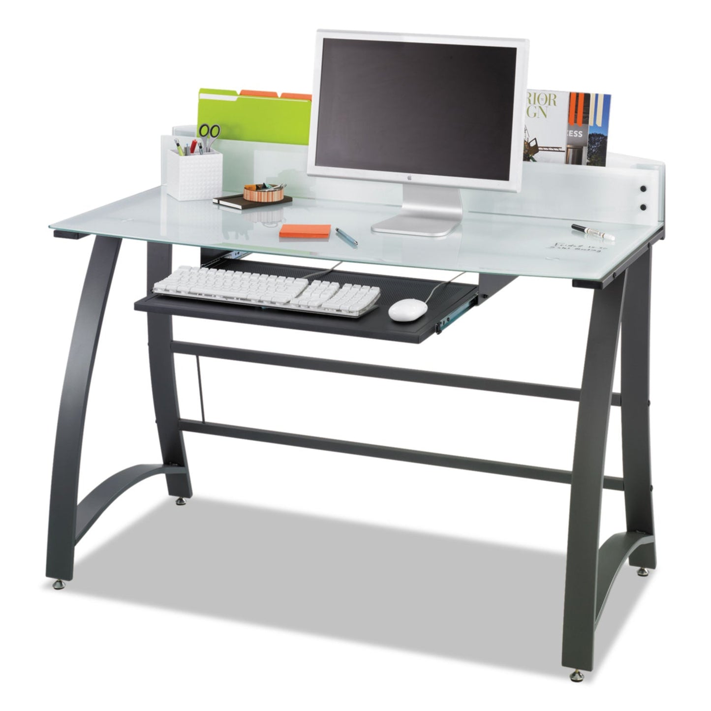 Safco Xpressions 47" Computer Desk, 47" x 23" x 37", Frosted/Black