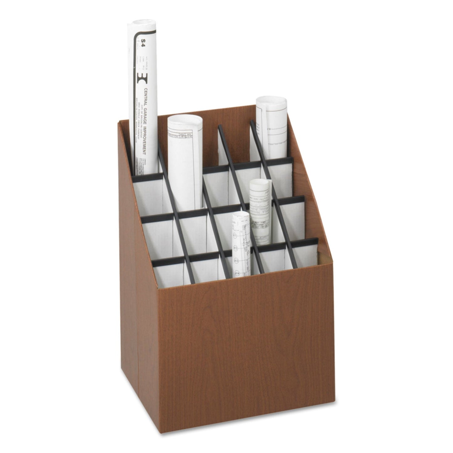 Safco Corrugated Roll Files, 20 Compartments, 15w x 12d x 22h, Woodgrain