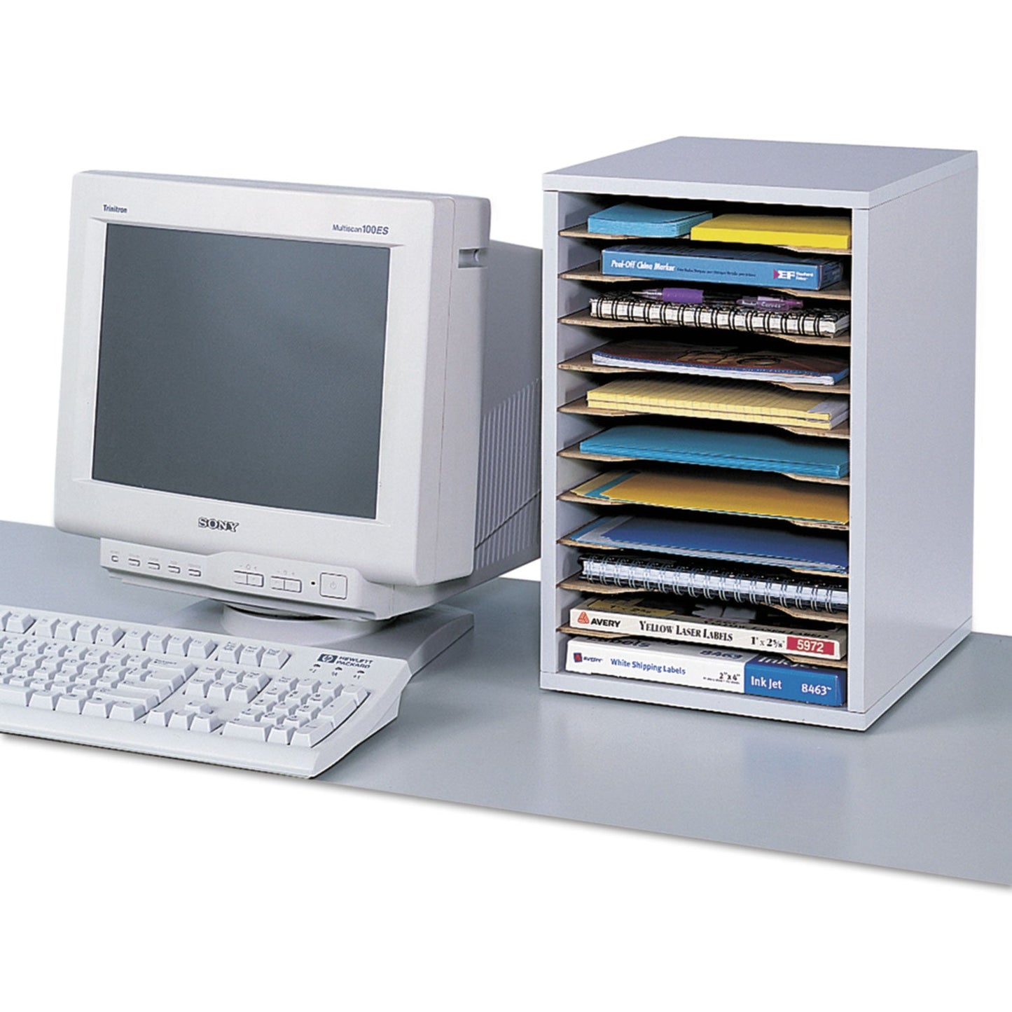 Safco Wood Vertical Desktop Sorter, 11 Compartments, 10.63 x 11.88 x 16, Medium Oak