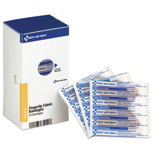 First Aid Only Refill for SmartCompliance General Business Cabinet, Fingertip Fabric Bandages, 20/Box