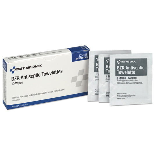 First Aid Only 10 Person ANSI Class A Refill, BZK Antiseptic Wipes, 10/Box
