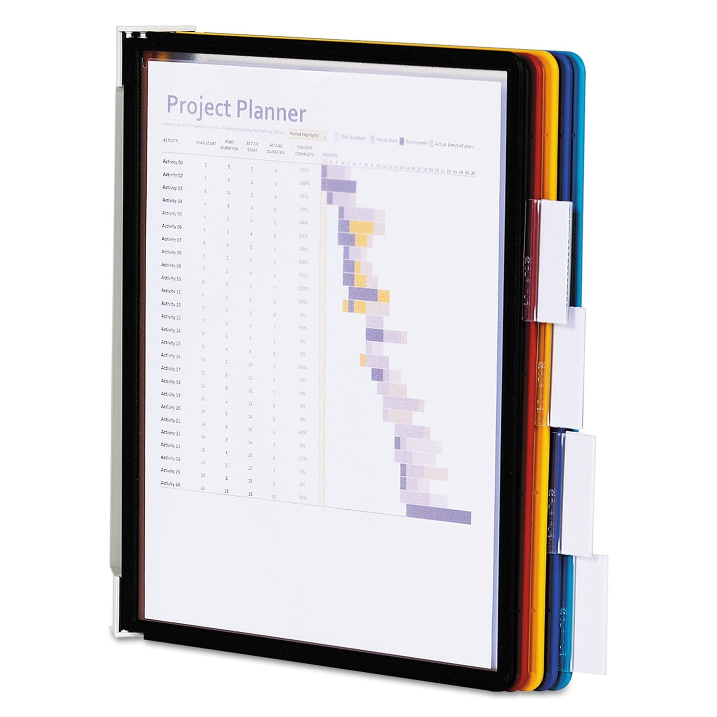Durable VARIO Magnetic Wall Reference System, 5 Panels, 10 Pockets, Assorted Borders