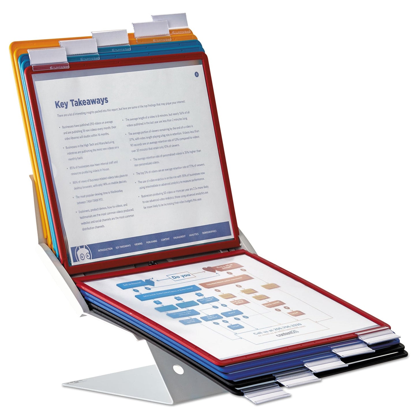 Durable VARIO Pro Desktop Reference System, 10 Panels, Legal, Assorted Borders and Panels