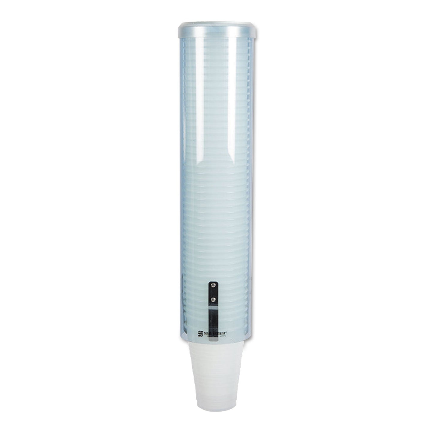 San Jamar Large Pull-Type Water Cup Dispenser, For 12 oz Cups, Translucent Blue