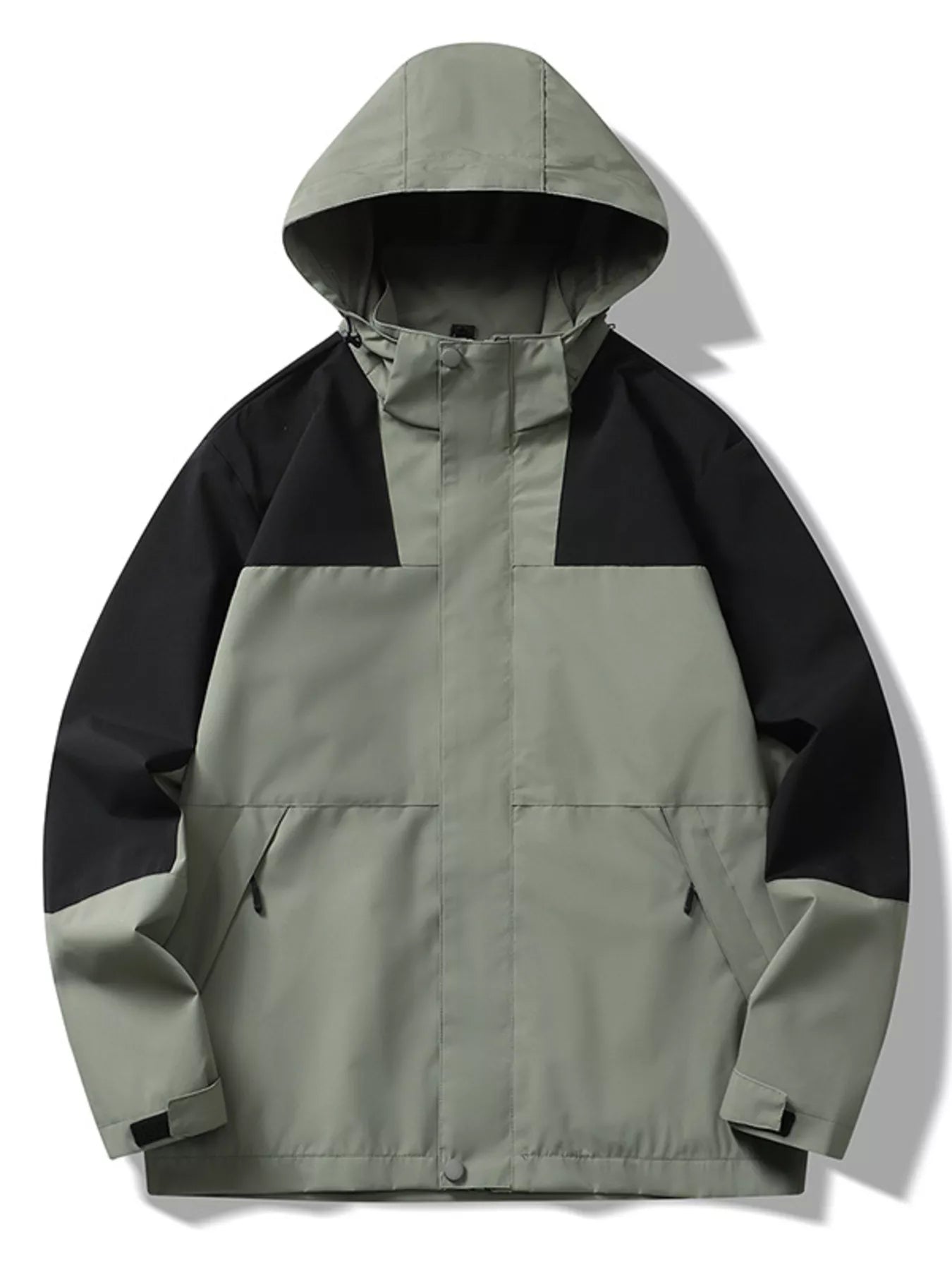 Men's Full Size Two-Tone Hooded Windproof Outdoor Jacket Plus Size