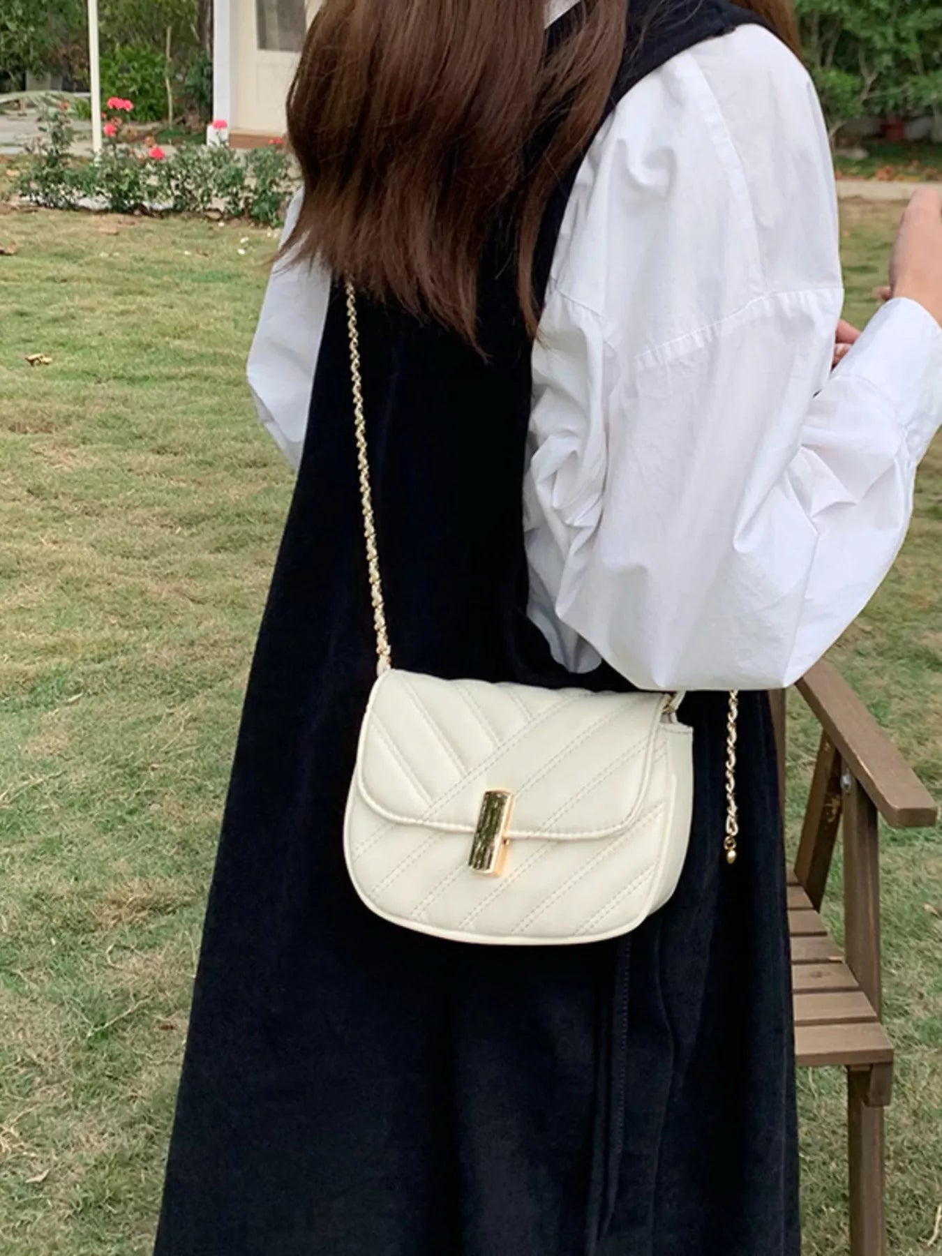 Quilted Flap Chain Crossbody Bag