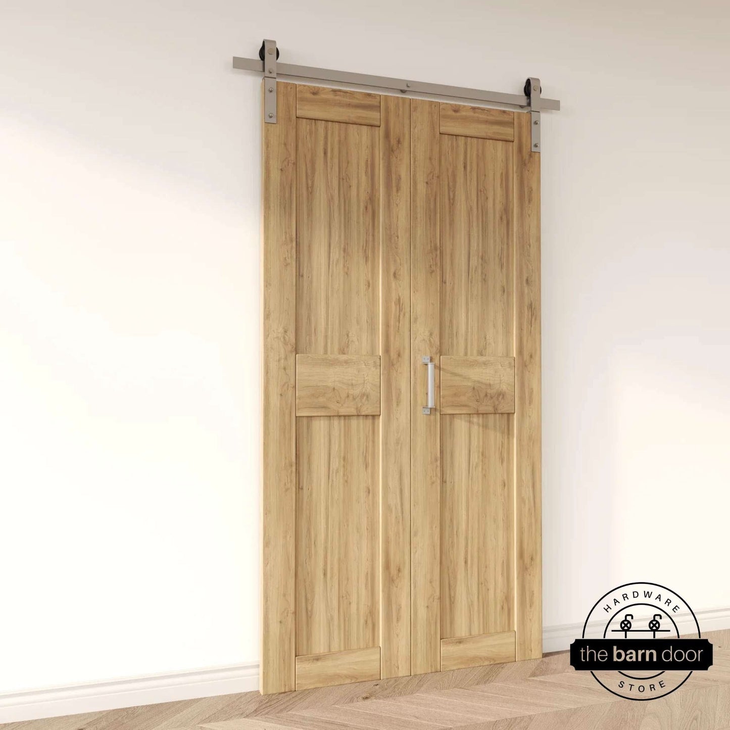 J-Strap Bifold Barn Door Hardware | Brushed Nickel | 2 Door Kit