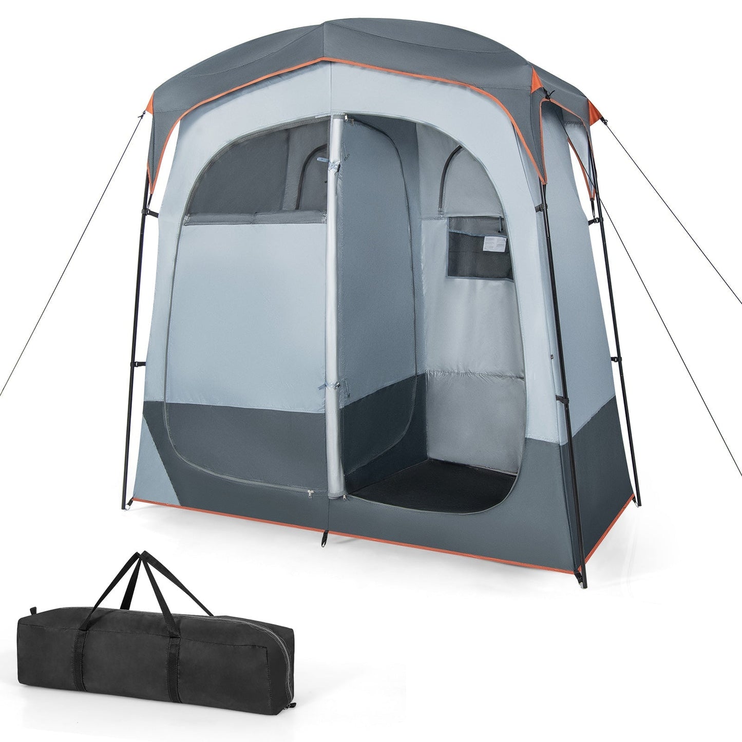 2 Rooms Oversize Privacy Shower Tent with Removable Rain Fly and Inside Pocket