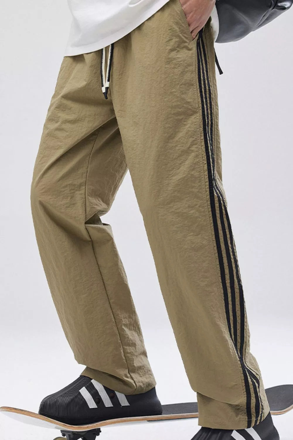 Men's Full Size Side Stripes Wide Leg Pants Plus Size