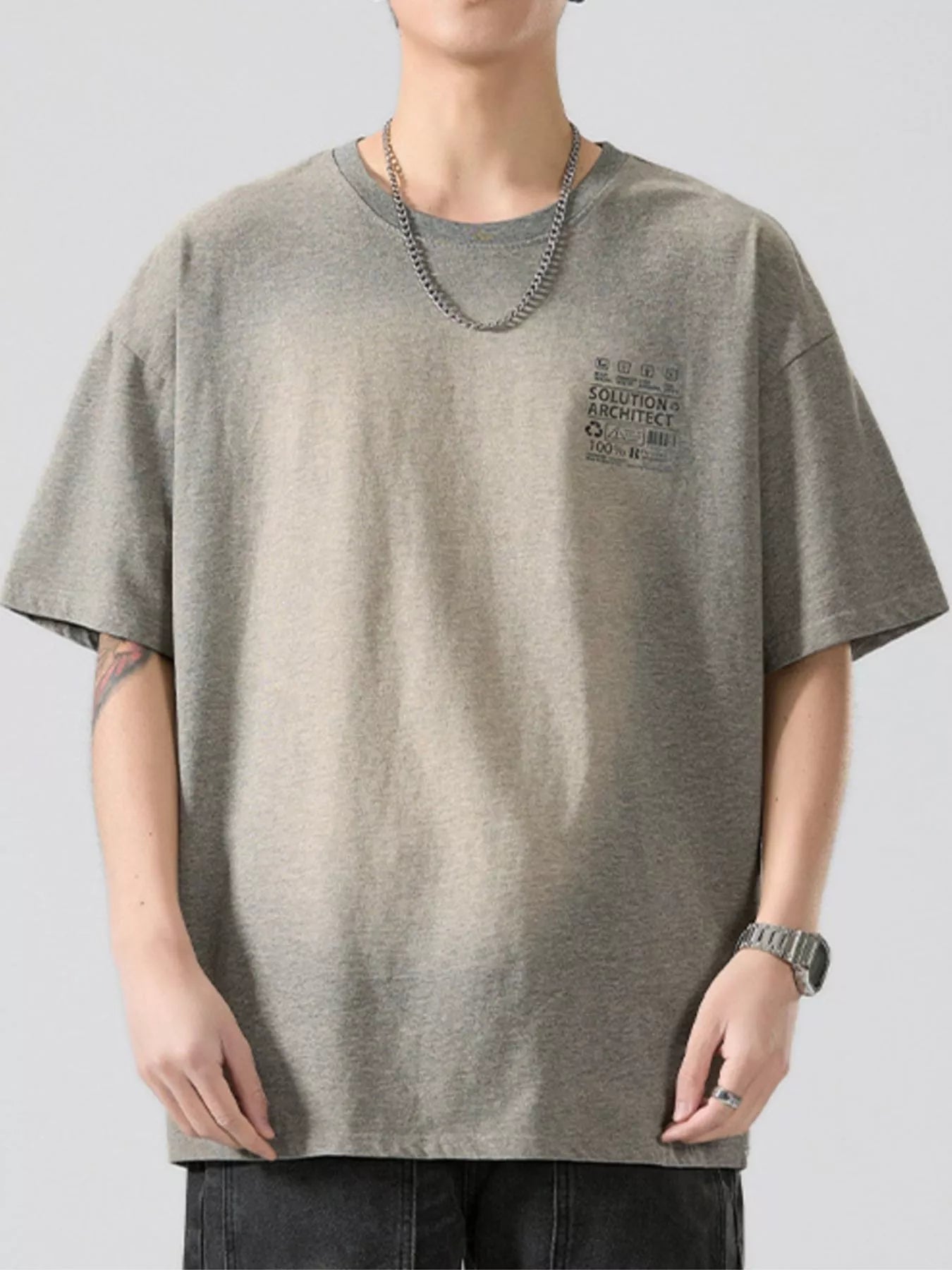 Men's Full Size Round Neck Oversized T-Shirt Plus Size