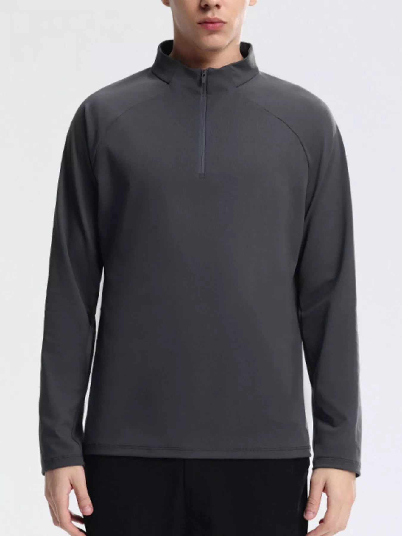 Men's Plus Size Half-Zip Long Sleeve Sweatshirt