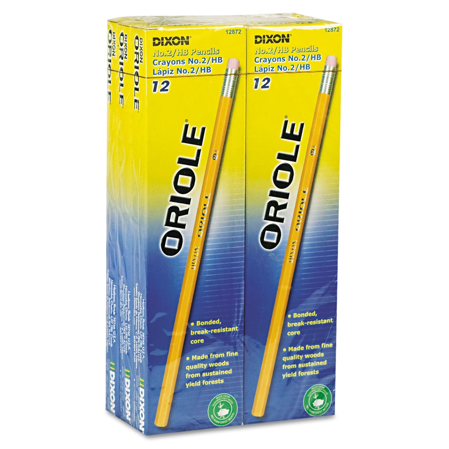 Dixon Oriole Pencil, HB (#2), Black Lead, Yellow Barrel, 72/Pack