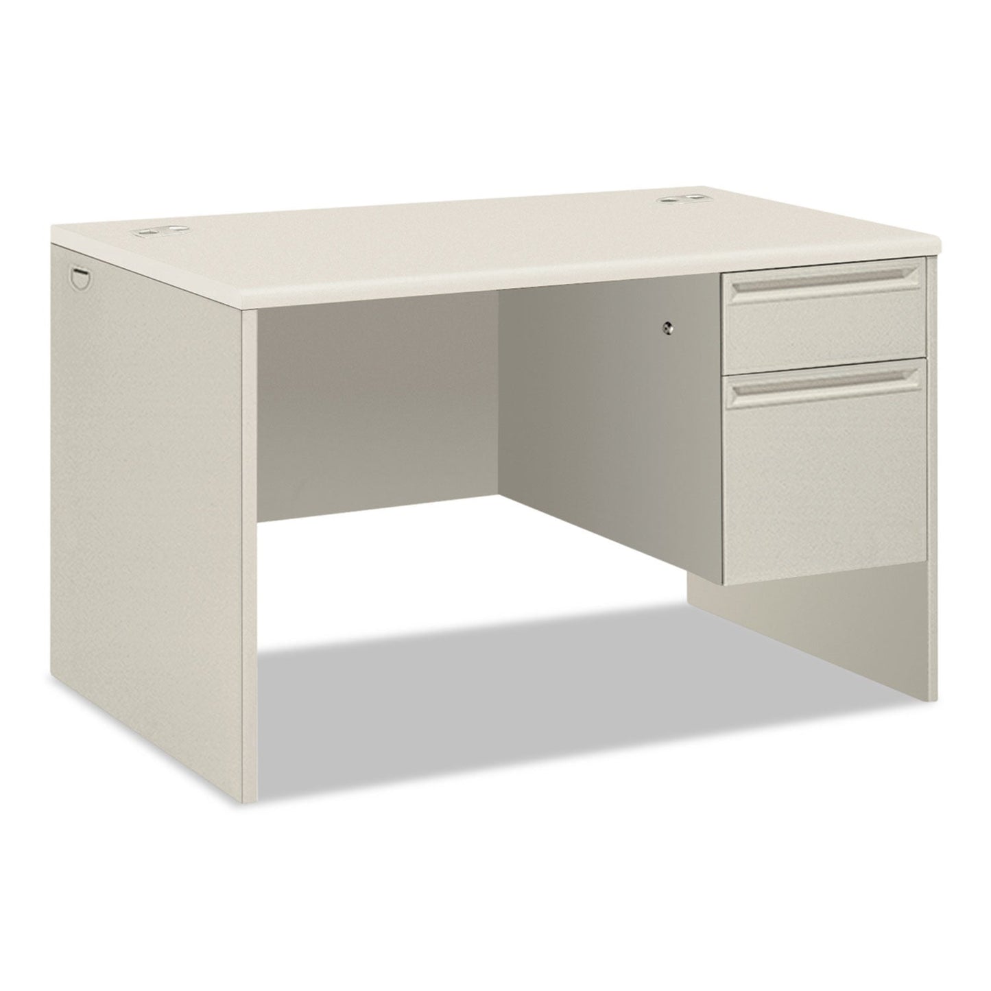 HON 38000 Series Right Pedestal Desk, 48" x 30" x 30", Light Gray/Silver