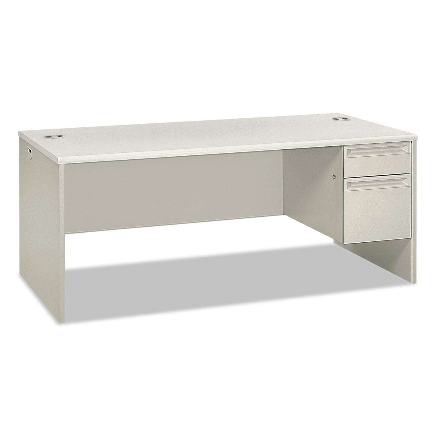 HON 38000 Series Right Pedestal Desk, 72" x 36" x 30", Light Gray/Silver