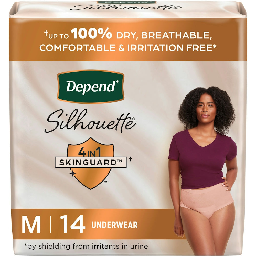 Depend Silhouette Maximum Absorbency Underwear for Women, Medium, 14 Count