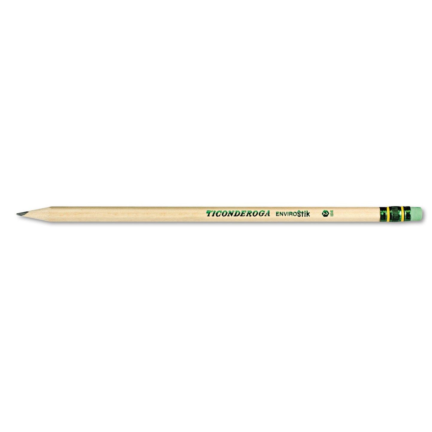 Ticonderoga EnviroStiks Pencil, HB (#2), Black Lead, Natural Woodgrain Barrel, Dozen
