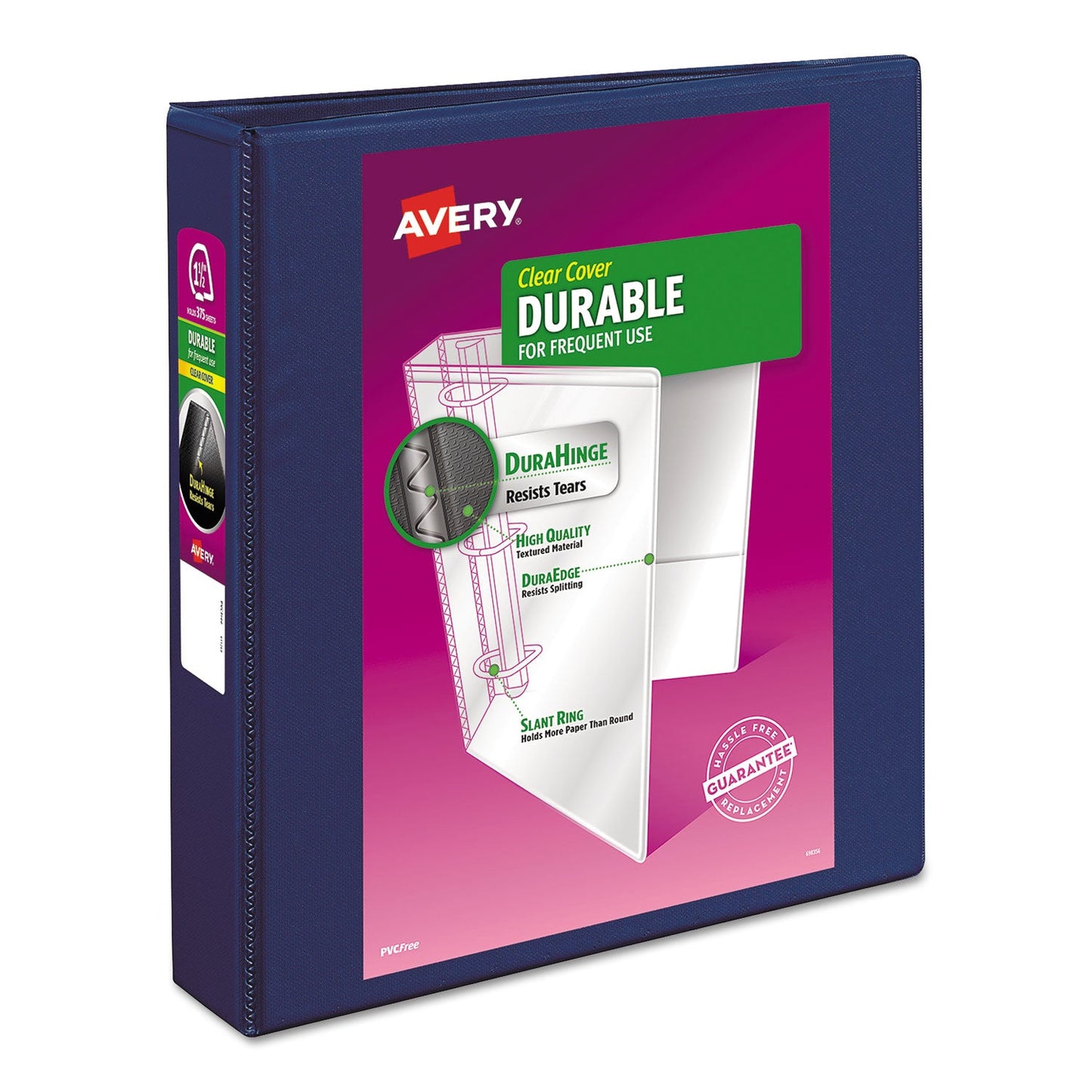 Avery Durable View Binder with DuraHinge and Slant Rings, 3 Rings, 1.5" Capacity, 11 x 8.5, Blue