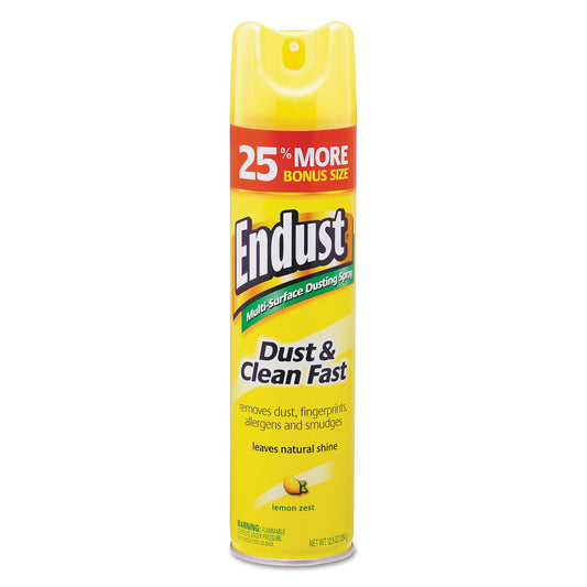 Diversey Endust Multi-Surface Dusting and Cleaning Spray, Lemon Zest, 12.5 oz Aerosol Spray, 6/Carton