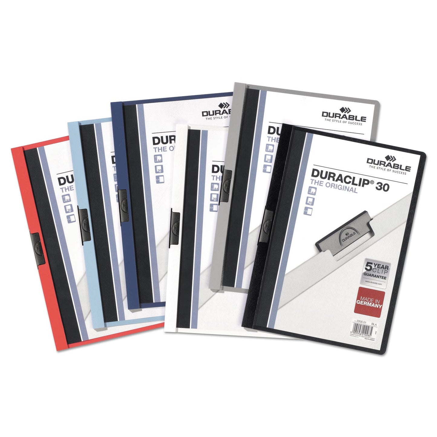 Durable DuraClip Report Cover, Clip Fastener, 8.5 x 11, Clear/Navy, 25/Box