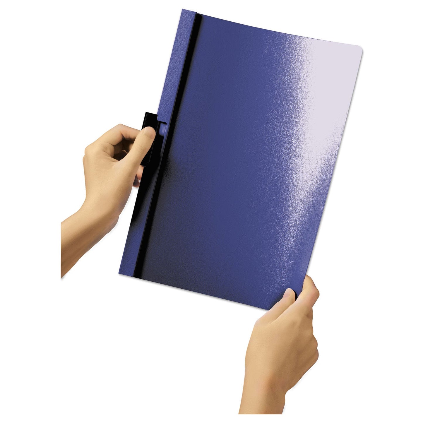 Durable DuraClip Report Cover, Clip Fastener, 8.5 x 11, Clear/Navy, 25/Box