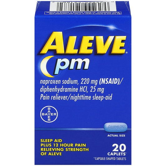 Aleve PM Nighttime Pain Reliever & Sleep Aid, 220mg Naproxen Sodium, 20 Count Caplets