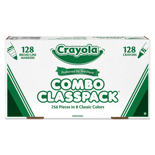Crayola Crayons and Markers Combo Classpack, Eight Colors, 256/Set