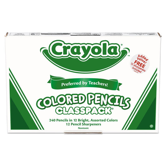 Crayola Color Pencil Classpack Set, 3.3 mm, 2B (#1), Assorted Lead/Barrel Colors, 240/Box