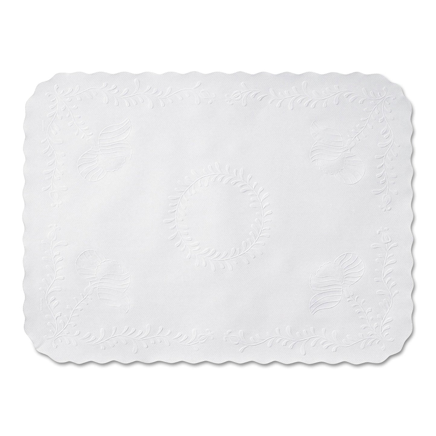 Hoffmaster Anniversary Embossed Scalloped Edge Tray Mat, 14 x 19, White, 1,000/Carton