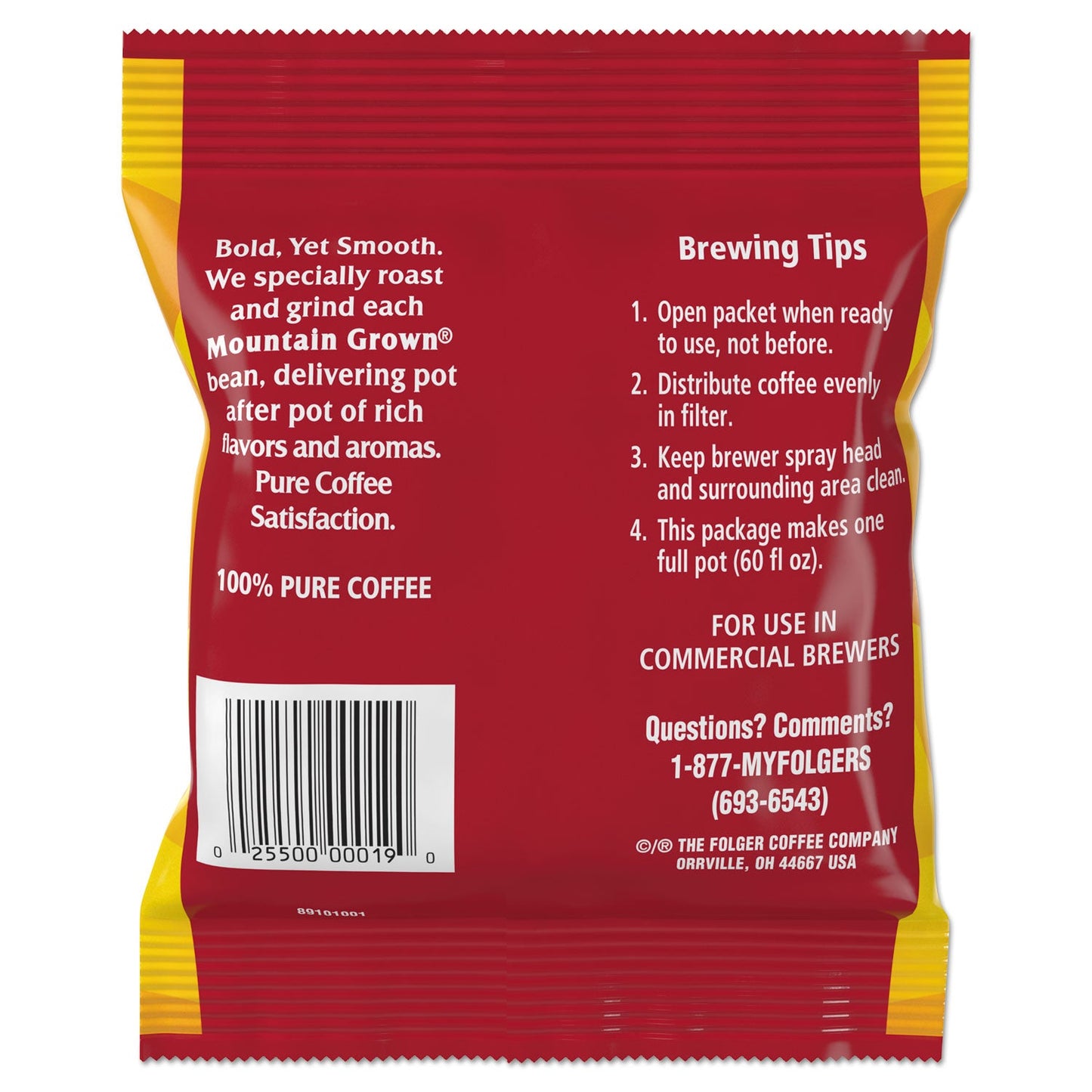 Folgers Coffee, Black Silk, 1.4 oz Packet, 42/Carton