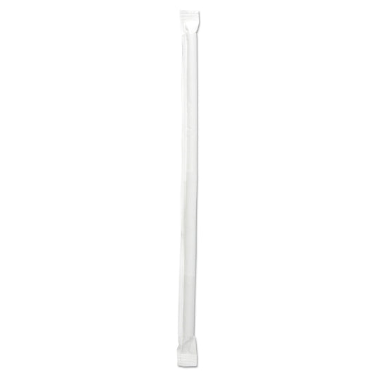Boardwalk Wrapped Jumbo Straws, 7.75", Polypropylene, Clear, 12,000/Carton