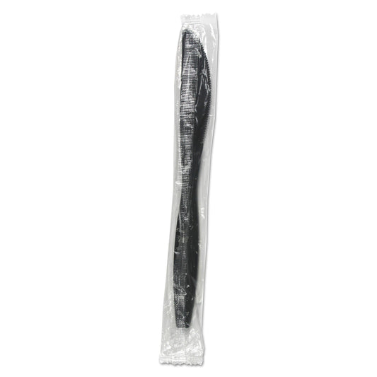 Boardwalk Heavyweight Wrapped Polypropylene Cutlery, Knife, Black, 1,000/Carton